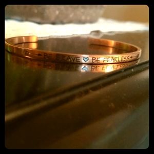 Be brave be fearless gold bangle bracelet